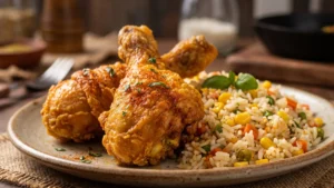 Pollo con Riso Colorato e Verdure