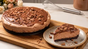 Torta Mousse di Cioccolato con Base di Biscotto e Alpino