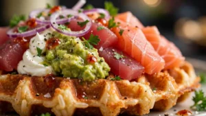 Waffle di Riso con Salmone e Tonno